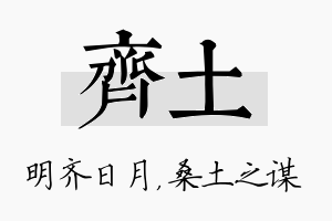 齐土名字的寓意及含义