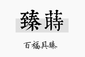 臻莳名字的寓意及含义