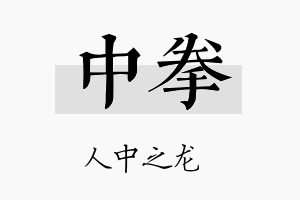 中拳名字的寓意及含义