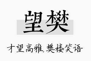 望樊名字的寓意及含义