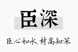 臣深名字的寓意及含义