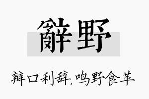 辞野名字的寓意及含义