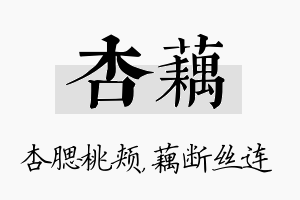 杏藕名字的寓意及含义