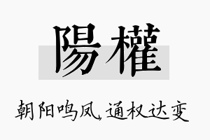 阳权名字的寓意及含义