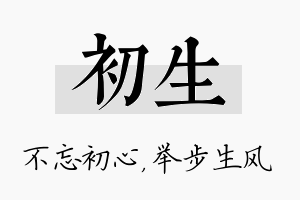 初生名字的寓意及含义