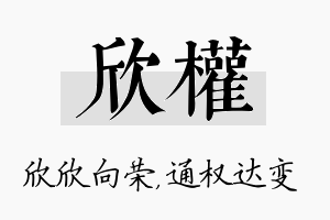 欣权名字的寓意及含义