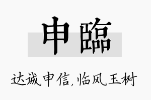 申临名字的寓意及含义