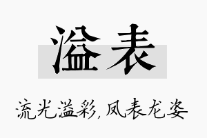 溢表名字的寓意及含义