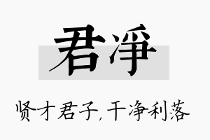 君净名字的寓意及含义