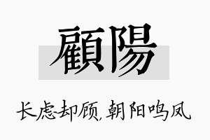 顾阳名字的寓意及含义