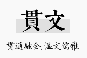 贯文名字的寓意及含义