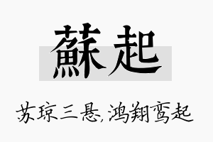 苏起名字的寓意及含义