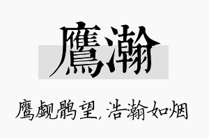 鹰瀚名字的寓意及含义