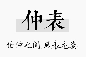 仲表名字的寓意及含义