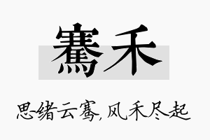 骞禾名字的寓意及含义