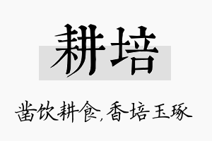 耕培名字的寓意及含义