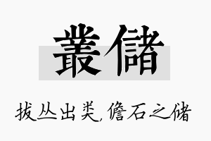 丛储名字的寓意及含义