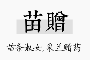 苗赠名字的寓意及含义