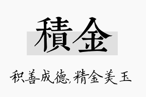 积金名字的寓意及含义