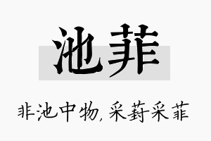 池菲名字的寓意及含义