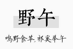 野午名字的寓意及含义