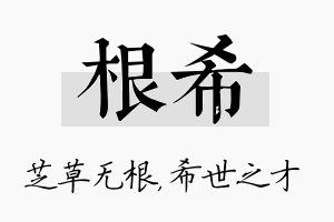 根希名字的寓意及含义