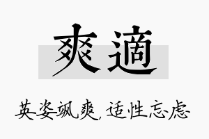 爽适名字的寓意及含义