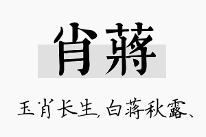 肖蒋名字的寓意及含义