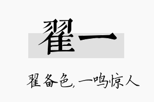 翟一名字的寓意及含义