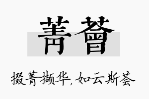 菁荟名字的寓意及含义