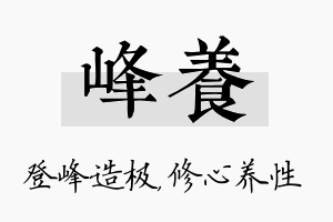 峰养名字的寓意及含义