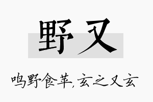 野又名字的寓意及含义