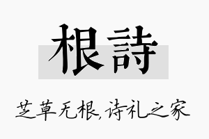 根诗名字的寓意及含义