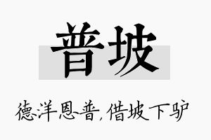 普坡名字的寓意及含义