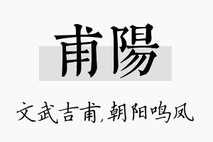 甫阳名字的寓意及含义