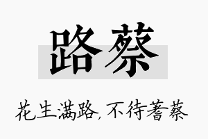 路蔡名字的寓意及含义