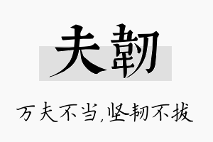 夫韧名字的寓意及含义