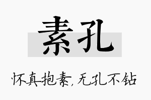 素孔名字的寓意及含义