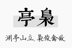 亭枭名字的寓意及含义