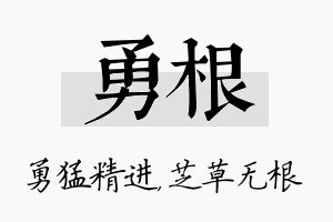 勇根名字的寓意及含义