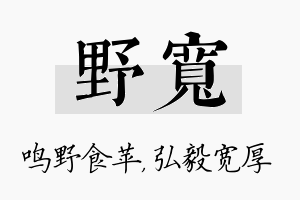 野宽名字的寓意及含义