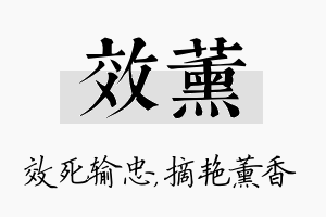 效薰名字的寓意及含义