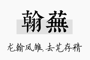 翰芜名字的寓意及含义