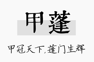 甲蓬名字的寓意及含义