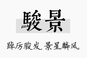 骏景名字的寓意及含义