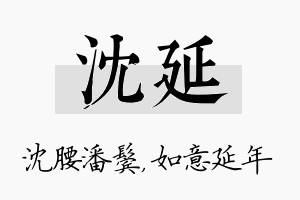 沈延名字的寓意及含义