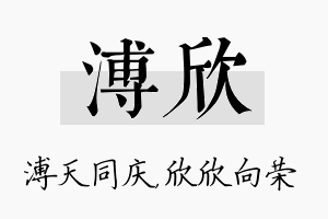 溥欣名字的寓意及含义