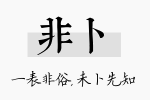 非卜名字的寓意及含义