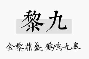 黎九名字的寓意及含义