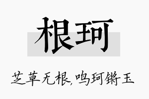 根珂名字的寓意及含义